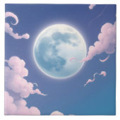 夜空にかわいい月を幻想的に描いたイラスト タイル (正面)