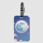 夜空にかわいい月を幻想的に描いたイラスト ラゲッジタグ (正面縦)