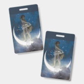夜空に星をちりばめる月神ルナ バッジ (正面&裏面)