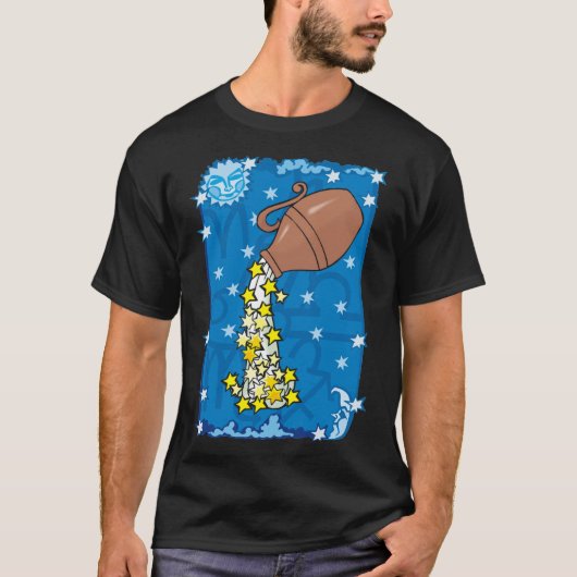 夜空に水の星を注ぐアクエリアス花瓶 Tシャツ (正面)