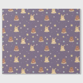 夜空に浮かぶ熊や熊 ラッピングペーパー (フラット)