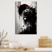 夜空に舞い上がるライオン ポスター (キッチン)