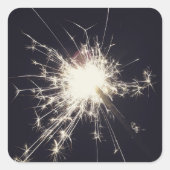 夜空に花火のスパークラーがきらきらと光る スクエアシール (正面)