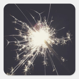 夜空に花火のスパークラーがきらきらと光る スクエアシール