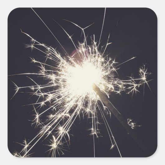 夜空に花火の火玉がスパークする スクエアシール (正面)