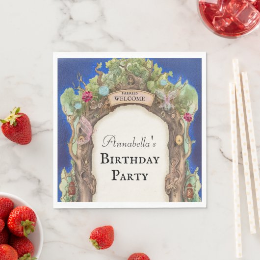 夜空に魅惑の森の妖精の庭 スタンダードランチョンナプキン (インサイチュ)