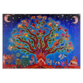 夜空に鳥や花が咲く木 カッティングボード (正面)