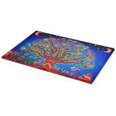 夜空に鳥や花が咲く木 カッティングボード (角)