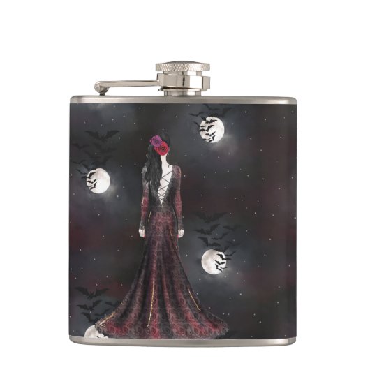 夜空に鳥不気味が立つ女性 フラスク (正面)