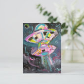 夜空のカラフルなUFO ポストカード (スタンド正面)