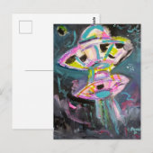 夜空のカラフルなUFO ポストカード (正面/裏面)