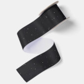 夜空のキラキラ星パターシンプルンのネイビー休日 サテンリボン (裏面)