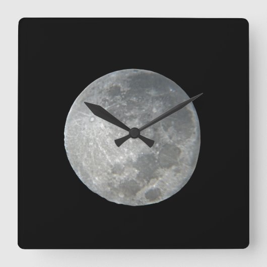 夜空のクローズアップ フルムーン 写真 スクエア壁時計 (正面)