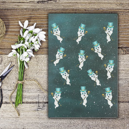 夜空のトップハットに浮かぶドレスアップ幽霊 薄葉紙