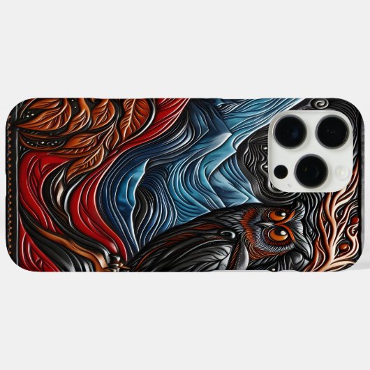 夜空の下で山の近くで休むフクロウ Case-Mate iPhoneケース (裏面 (横))