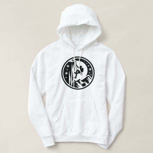 夜空の下で崖をスケーリングする氷の登山者 パーカ (デザイン正面)