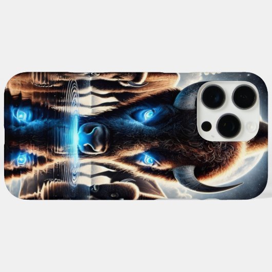 夜空の下の宇宙水牛のバイソン反射 Case-Mate iPhoneケース (裏面 (横))
