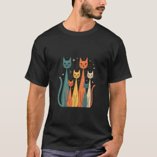 夜空の下の宇宙猫 Tシャツ