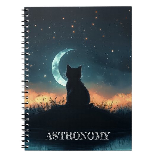 夜空の下の魔法の子猫 ノートブック (正面)
