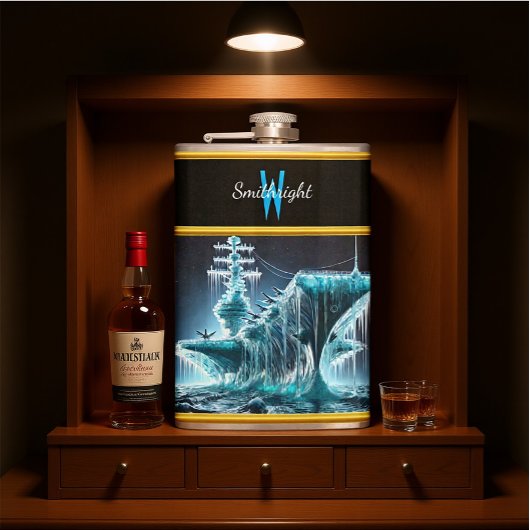 夜空の中で氷に巻き込まれた船 フラスク