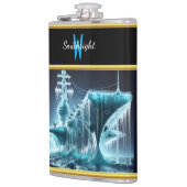 夜空の中で氷に巻き込まれた船 フラスク (左)