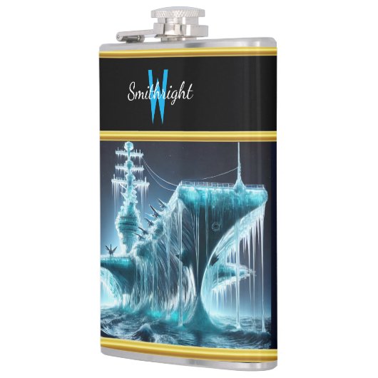 夜空の中で氷に巻き込まれた船 フラスク (左)