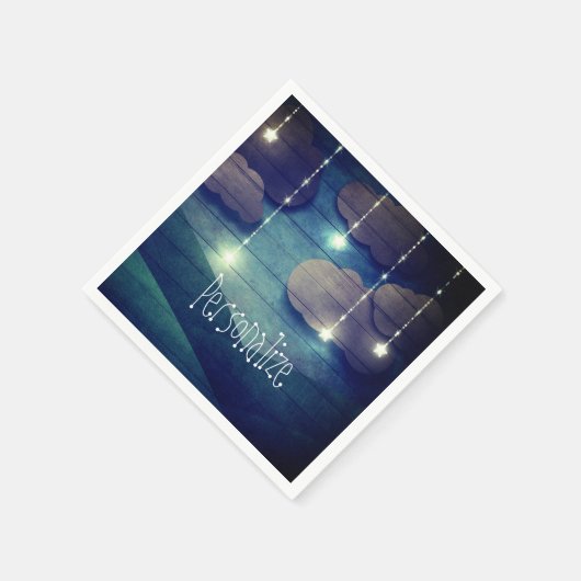 夜空の夢の白熱［赤熱］光を放つ星ぶら下がったの素朴な青 スタンダードカクテルナプキン (角)