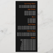 夜空の太陽、レストラン スリムライン メニュー (裏面)