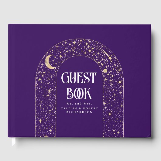 夜空の星の天の紫結婚の ゲストブック (正面)