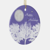 夜空の月と星の木のシルエットアート セラミックオーナメント (右)