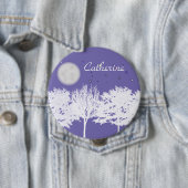 夜空の月と星の木のシルエットアート 缶バッジ (インサイチュ)