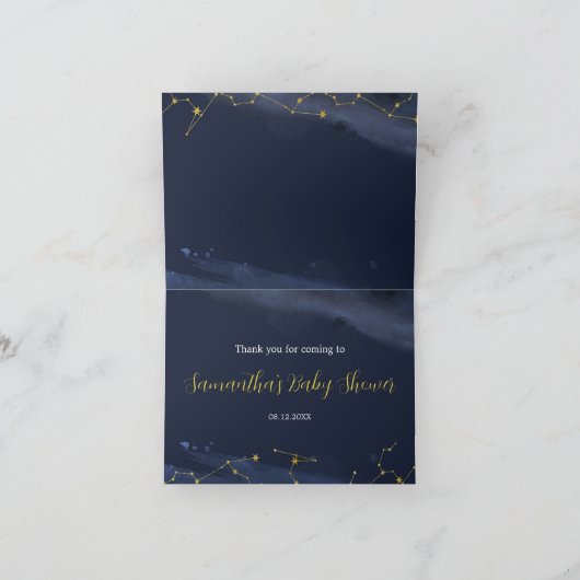 夜空の月の上の赤ちゃんシャワーサンキューカード サンキューカード (内部)