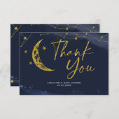 夜空の月の上の赤ちゃんシャワーサンキューカード サンキューカード (正面/裏面)