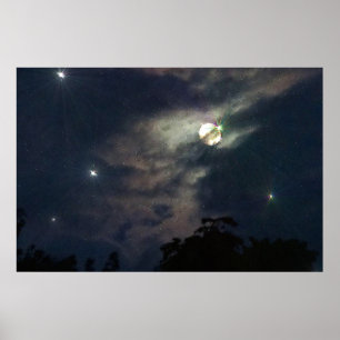 夜空の月の星のPhotograhyのプリント ポスター