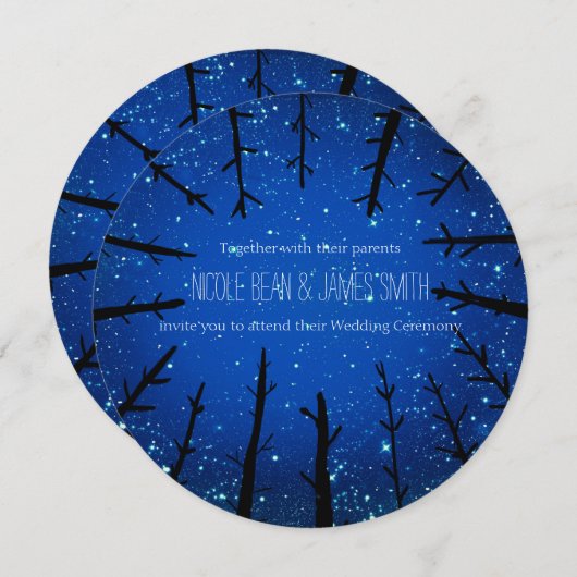 夜空の木々の素朴結婚式招待状 招待状 (正面/裏面)
