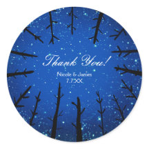 夜空の木々の素朴結婚式用シール