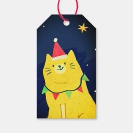 夜空の猫のクリスマスギフトタグ ギフトタグ