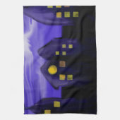 夜空の都市の高層キャンバスアート キッチンタオル (縦)