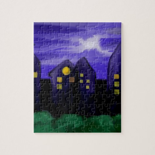 夜空の都市の高層キャンバスアート ジグソーパズル (縦)