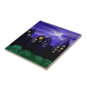 夜空の都市の高層キャンバスアート タイル (側面)