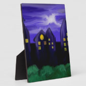 夜空の都市の高層キャンバスアート フォトプラーク (側面)