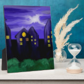 夜空の都市の高層キャンバスアート フォトプラーク (側面)