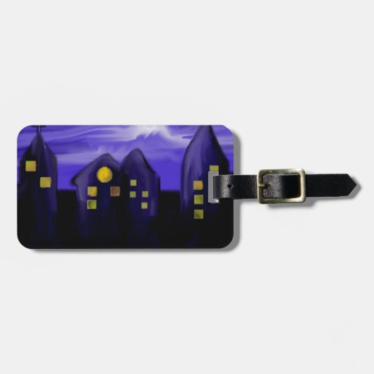 夜空の都市の高層キャンバスアート ラゲッジタグ (正面横)