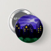 夜空の都市の高層キャンバスアート 缶バッジ (正面&裏面)