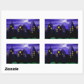 夜空の都市の高層キャンバスアート 長方形シール (シート)