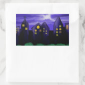 夜空の都市の高層キャンバスアート 長方形シール (バッグ)