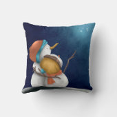 夜空の雪だるま星を見て クッション (裏面)