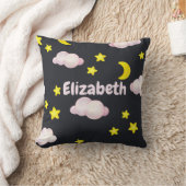 夜空の雲と星のモノグラムスローピロー クッション (ブランケット)