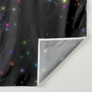 夜空の黒いデザインにきらきらと輝くカラフルな星 タペストリー