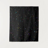 夜空の黒いデザインにきらきらと輝くカラフルな星 タペストリー (正面)